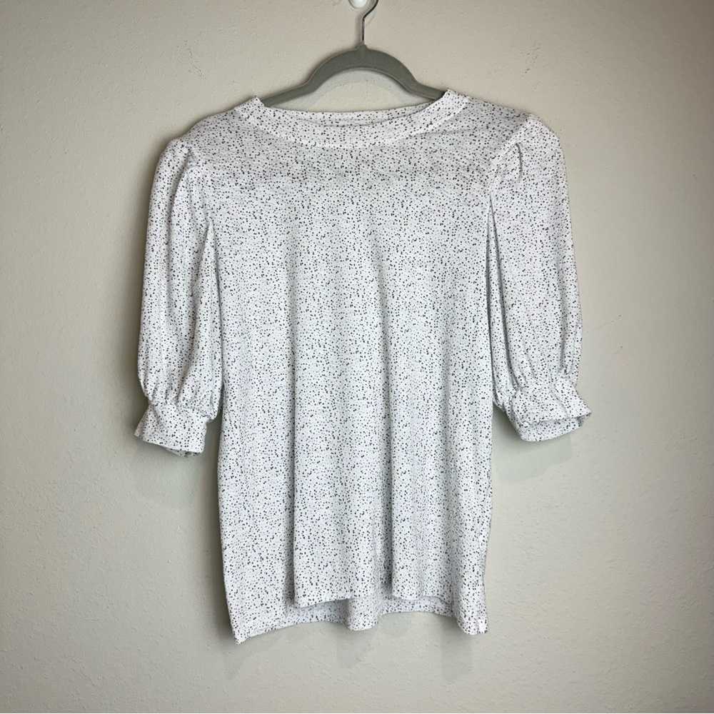 Nation LTD Rimma Exaggerated Sleeve Pima Cotton Tee in Dotty Size Medium